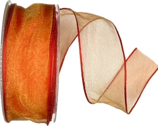 Stuha organzová Adventure  sytě oranžová 40mm x 20m (6,-Kč/m)