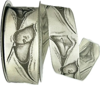 Stuha smuteční saténová CALA WHITE bílá 40mm x 20m A (9,-Kč/m)