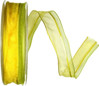 Stuha organzová PROMENADE GREEN žluto zelená 25mm x 20m A ( 6,-Kč/m )