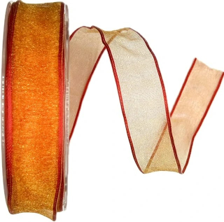 Stuha organzová ADVENTURE MANDARIN oranžová 25mm x 20m A (8,- Kč/m)