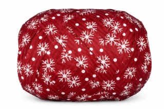 Vánoční vázací stuha MEGA NATURO RED Vločky bílé (velké Mega klubko)10mm x 12m