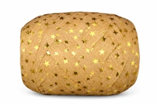 Vánoční vázací stuha MEGA NATURO Hvězdy zlaté (velké Mega klubko)10mm x 12m