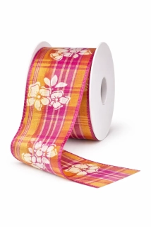 Stuha taftová Summer Blossom Pink-Orange oranžová  40mm x 2m (13,-Kč/m)