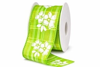 Stuha taftová Summer Blossom Green zelená 40mm x 2m(13,-Kč/m)