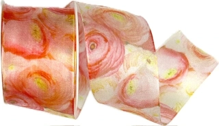 Taftová stuha PINK ROSES – romantický květinový motiv