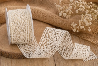 Krajková stuha Natural Lace Cream 35mm x 2,5m