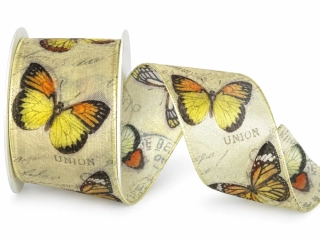 Stuha taftová WHISPER FLIGHT YELLOW žlutá 40mm x 2m (12,- Kč/m)