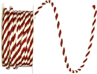 Classic Twist Red & White – Saténový kroucený dekorační provázek červeno-bílý 3mm x 3 m ( 5,-Kč/m)