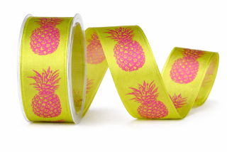 Stuha saténová zelená PINEAPPLE POP Lime 25mm x 2,5m (8,-Kč/m)