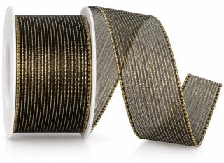 Stuha organzová ORGANDY LINES BLACK černá 40mm x 2m (12,-Kč/m)
