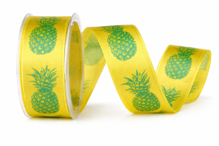 Stuha saténová žlutá PINEAPPLE POP Yellow 25mm x 2,5m (8,-Kč/m)