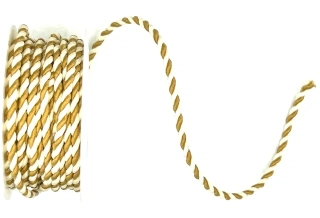 Honey Twist Brown & White – Saténový kroucený dekorační provázek  hnědo-bílý 3mm x 3 m (5,-Kč/m)