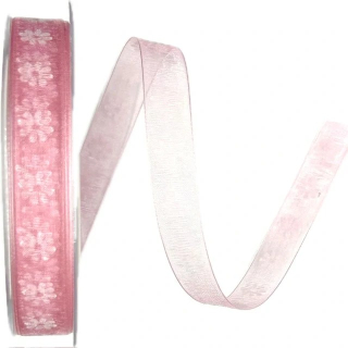 Stuha organzová SPRING FLOWER LIGHT růžová A 15mm x 20m (4,50 Kč/m)
