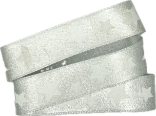 Vánoční stuha WHITE STAR stříbrná 25mm x 2m (8,50 Kč/m)
