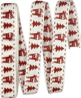  Vánoční stuha skládaná REINDEER červená 15mm x 2m (5,- Kč/m)