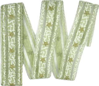 Vánoční stuha organzová SNOW ROMANCE pastelově zelená 25mm x  2m (8,- Kč/m)