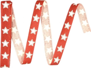 Vánoční stuha skládaná STAR LINE červená  15 mm x 2 m  (5,- Kč/m)