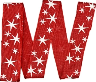 Vánoční stuha červená STARLIGHT RED saténová, skládaná 25mm x 2m  (9,- Kč/m)