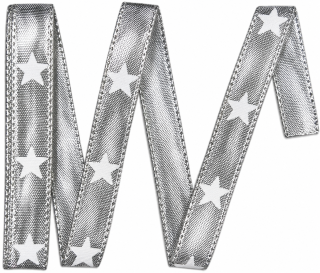 Vánoční stuha stříbrná WHITE STAR SILVER lesklá 15mm x 2m (7,50 Kč/m)