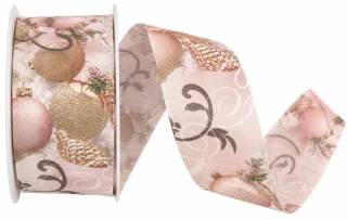 Stuha vánoční CHRISTMAS DECORATION PINK růžová 40mm x 2m (14,- Kč/m)