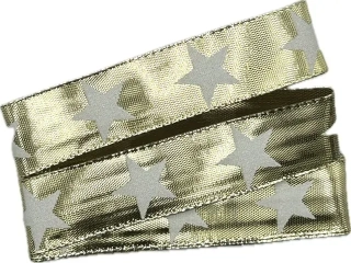 Vánoční stuha zlatá WHITE STAR GOLD lurexová 25mm x 2m (8,50 Kč/m)
