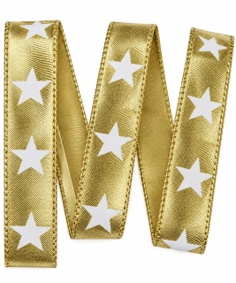 Vánoční stuha zlatá WHITE STAR GOLD lurexová 25mm x 2m (8,50 Kč/m)