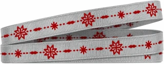 NORDIC CHRISTMAS SILVER – stříbrná vánoční taftová stuha 10mm x 2m (2,50Kč/m)