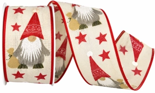 Stuha vánoční bavlněná CHRISTMAS ELF CREAM krémová 40mm x 2m (14,-Kč/m)
