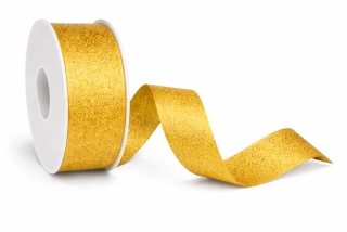 Stuha taftová HIGH SOCIETY GOLD zlatá matná 40mm x 3m (10,-Kč/m)