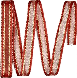 Stuha organza MONDAN RUBY RED červená 15mm x 2m (6,-Kč/m)