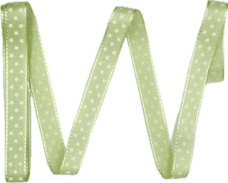 Vánoční stuha saténová zelená Mini-Stars 10mm x2m (5,-Kč/m)
