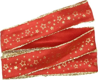  Vánoční stuha saténová NOBLESSE červená 25mm x 2m (8,50 Kč/m)