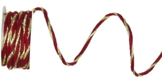 Classic Red Gold Twist 3 mm – Kroucený červený provázek se zlatým lurexem 3mm x 3m ( 5,- Kč/m)
