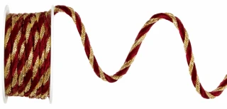 Classic Red Gold Twist 3 mm – Kroucený červený provázek se zlatým lurexem 3mm x 3m ( 5,- Kč/m)