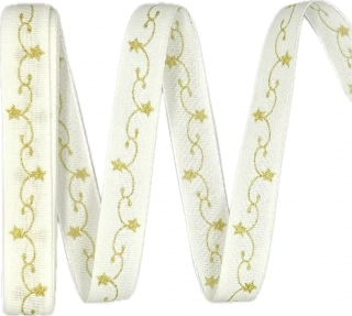 Vánoční látková stuha GOLD LINE 15mm x 2m (5,-Kč/m)