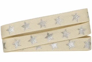 Stuha vánoční SILVER STAR krémová 15mm x 2m (5,-Kč/m)