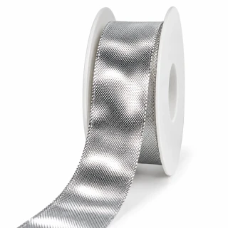 Stuha lurexová CELEBRATION SILVER stříbrná lesklá 25mm x 2m (12,- Kč/m)