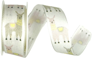 Stuha dárková HAPPY LAMA bílá 25mm x 2,5m (8,-Kč/m) 