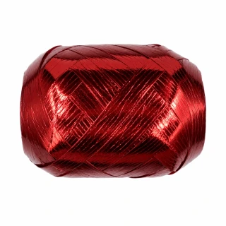 Vánoční vázací stuha LIGHT METALIC metalická červená (velké Mega klubko) 10 mm x 20 m