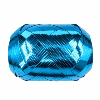 Vánoční vázací stuha LIGHT METALIC lesklá tyrkysově modrá (velké Mega klubko) 10 mm x 20 m