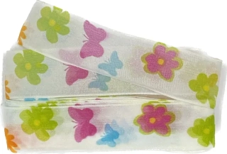 Stuha taftová HAPPY MEADOW bílá 25mm x 2m (8,-Kč/m)