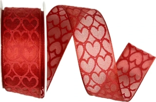 Organza stuha Heart Whisper Red – červená 25mm x 2m