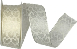 Organza stuha Heart Whisper Cream – krémová 25mm x 2m