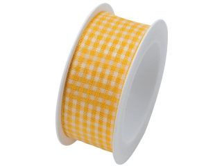 Stuha VICHY KARO YELLOW žlutá 25 mm x 3 m (7,- Kč/m)