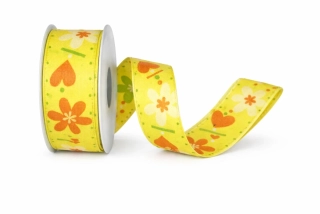 Stuha taftová SPRING BLOSSOM Fresh Meadow žlutá 25mm x 2m (10,-Kč/m)