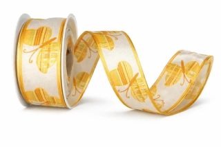 Stuha taftová SPRING BUTTERFLY Honey Gold oranžová  25mm x 2m