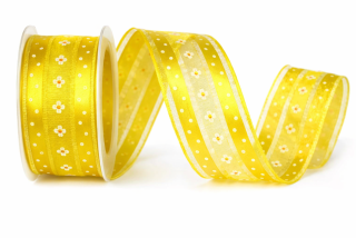 Stuha saténová LEMON BLOSSOM  DELIGHT sytě žlutá 40mm x 2m (13,-Kč/m)