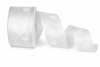 Organza stuha Sweet Emotion White – bílá 40mm x 2m