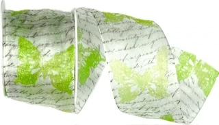 Stuha organzová Garden Poem – Pea Green hráškově zelená 40mm x 2m (16,- Kč/m)