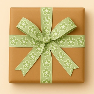 Stuha taftová, skládaná HELLO SUMMER GREEN pastelově zelená 25mm x 2m (7,-Kč/m)